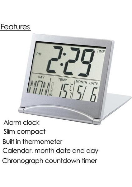 Dijital LCD Masa Saati Sıcaklık Seyahat Alarm Saati - Bdliv (Yurt Dışından)