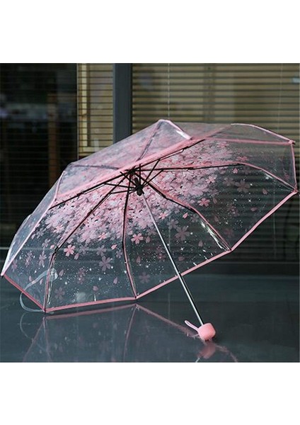 Şeffaf Şeffaf Şemsiye Kiraz Çiçeği Mantar Apollo Sakura 3 Kat Şemsiye (Pembe) (Yurt Dışından) fiyatları