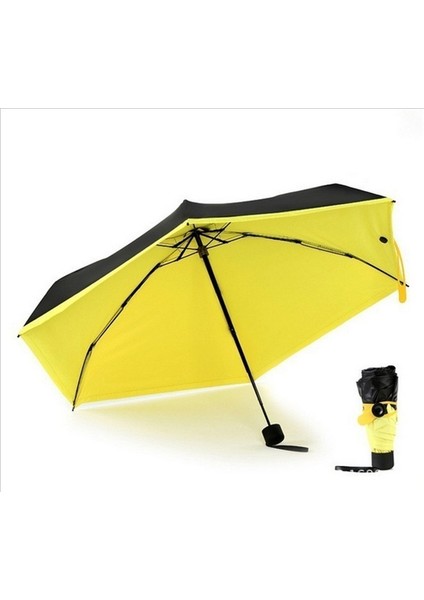 Yaratıcı Mini Cep Şemsiye Temizle Erkekler Şemsiye Rüzgar Geçirmez Katlanır Şemsiye Kadınlar Kompakt Yağmur Şemsiye (Sarı) (Yurt Dışından)