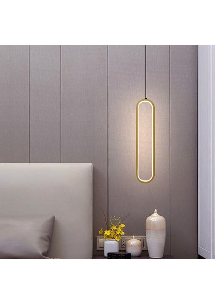 18W LED Gold Altın Uzun Doğrusal Kolye Lambası, 40 cm Sıcak Işık Uzun Grafik Kolye Lambası Yatak Odası, Oturma Odası, Çalışma Odası (Yurt Dışından)