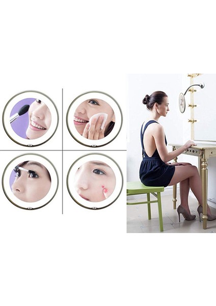 10X Büyüteç Parlak LED Makyaj Aynası Esnek Yooseneck Kozmetik Ayna Büyütme Yatak Odası Banyo Için Vanity Aynalar | Banyo Aynaları (Yurt Dışından) modelleri
