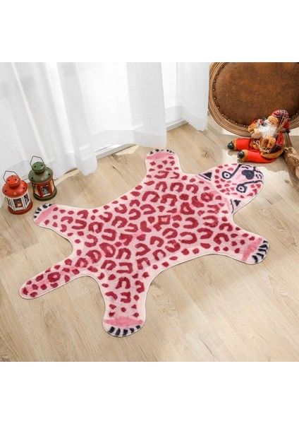 Pembe Leopar Desen Halı Faux Cilt Deri Kaymaz Anti Skid Mat Yıkanabilir Hayvan Baskı Halı Oturma Odası Yatak Odası Için | Halı (Yurt Dışından) modelleri