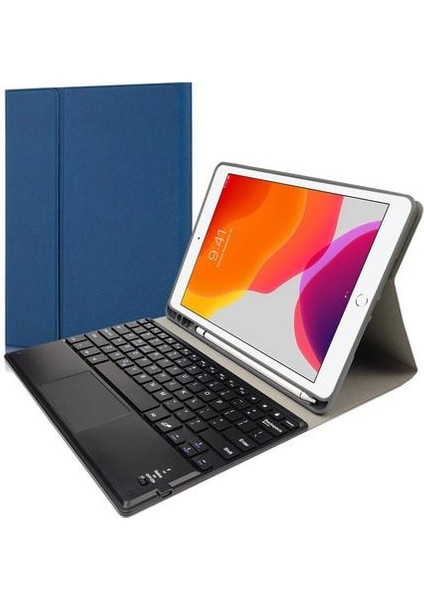 Qwerty Bluetooth Klavye Kılıf ipad 10.2 Hava 10.5 Pro 10.5 Kablosuz Klavye Deri Dokunma | Klavyeler (Mavi) (Yurt Dışından)