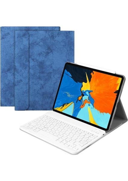 Qwerty Apple iPad Pro 11 Inç Kablosuz Akıllı Uyku Klavye + Koruyucu Kılıf Seti | Klavyeler (Mavi ve Beyaz Klavye) (Yurt Dışından)