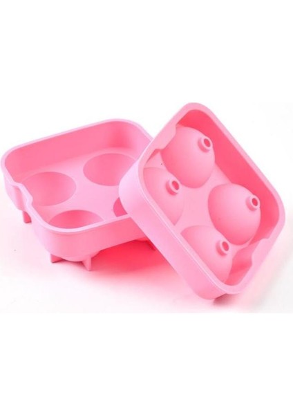 Hanehalkı 4 Izgara Yuvarlak Silikon Küresel Buz Tepsisi Yaratıcı Ice Cream Cube Kalıp Sarı (Yurt Dışından)