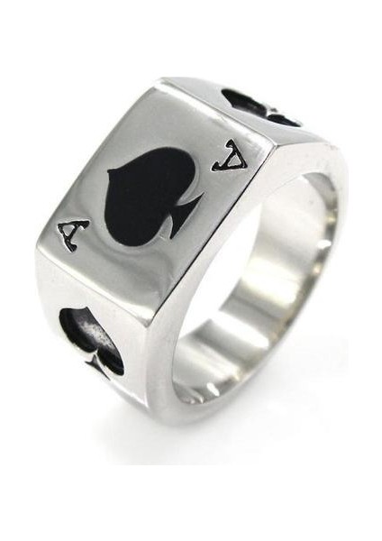 Mens Paslanmaz Çelik Yüzük, Poker Spade Ace, Siyah Gümüş (Styel 9) (Yurt Dışından)