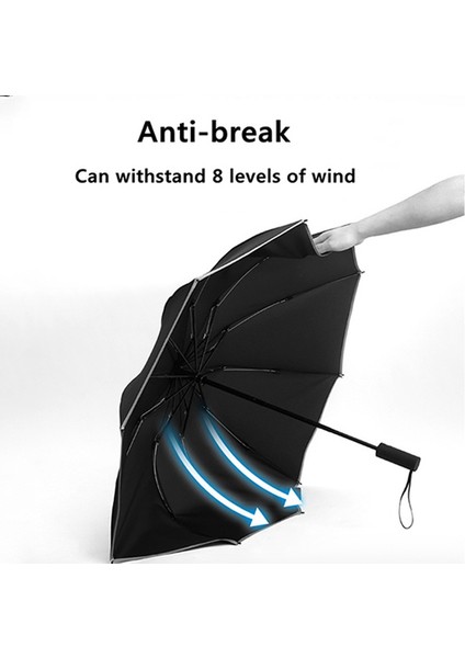 Rüzgar Geçirmez Şemsiye Yansıtıcı Şerit Ters LED Işık Şemsiye ile Otomatik Şemsiye (Mavi) (Yurt Dışından) modelleri