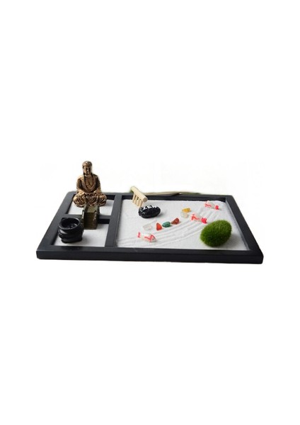 Mini Zen Garden Kum Tepsi Seti 3 Izgaralar Buda Heykelleri Zen Bahçe Seti Kum Köprüsü Ağacı Sandy Beach Mikro Peyzaj El Sanatları | Figürinler ve Amp;minyatürler (Yurt Dışından)