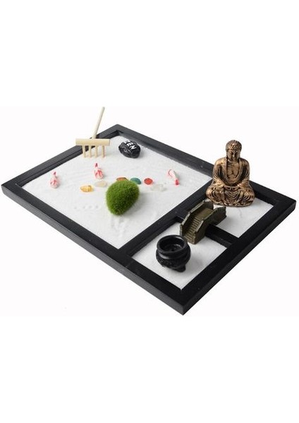 Mini Zen Garden Kum Tepsi Seti 3 Izgaralar Buda Heykelleri Zen Bahçe Seti Kum Köprüsü Ağacı Sandy Beach Mikro Peyzaj El Sanatları | Figürinler ve Amp;minyatürler (Yurt Dışından)