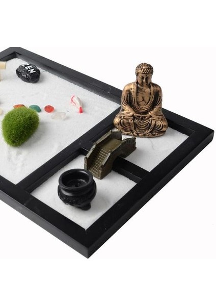 Mini Zen Garden Kum Tepsi Seti 3 Izgaralar Buda Heykelleri Zen Bahçe Seti Kum Köprüsü Ağacı Sandy Beach Mikro Peyzaj El Sanatları | Figürinler ve Amp;minyatürler (Yurt Dışından)