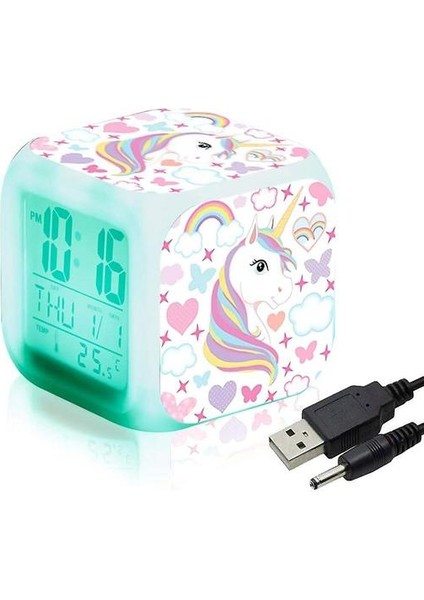 Unicorn Dijital Çalar Saatler, LED Gece Parlayan Küp LCD Saat (Yurt Dışından)