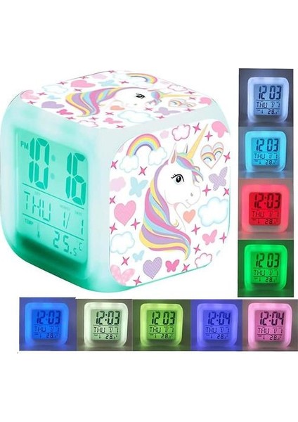 Unicorn Dijital Çalar Saatler, LED Gece Parlayan Küp LCD Saat (Yurt Dışından)