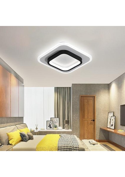 24W LED Üç Renkli Dimmable Kare Tavan Işığı, Yatak Odası Için Grafik Demir Gövde Tavan Işığı, Koridor, Balkon (Yurt Dışından)