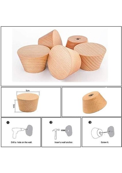 Ahşap Askı, Duvar Askıları 5'li Askılar Yuvarlak Askılar (Yurt Dışından)