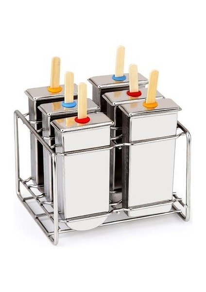 6pcs/raflı Paslanmaz Çelik Dondurma Kalıp, Yuvarlak/kare/seçim Için Karışık, Kolay Serbest Bırakma, Yaz Için Uygun (Yurt Dışından)