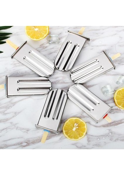 6pcs/raflı Paslanmaz Çelik Dondurma Kalıp, Yuvarlak/kare/seçim Için Karışık, Kolay Serbest Bırakma, Yaz Için Uygun (Yurt Dışından)