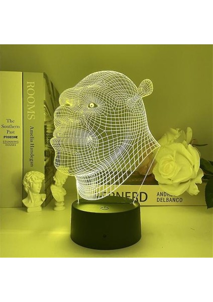 Figürler - Shrek 2 Film Aksiyon Figürü - 3D Illusion LED Shrek Sonsuza Kadar Gece Lambası 7 Renk Değişimi Smart Dokunmatik Kontrol Aydınlatma Oyuncaklar Erkek Çocuk (Yurt Dışından)
