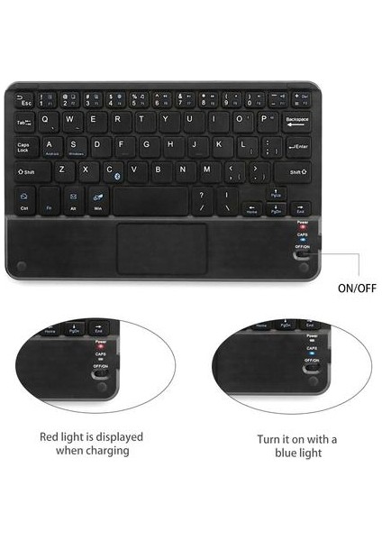 Qwerty 9 Inç Bluetooth Klavye Şarj Edilebilir Ultra Ince Kablosuz Klavye Tablet Klavye Için IPAD Ios Laptop Için Touchpad | Klavye (Yurt Dışından)