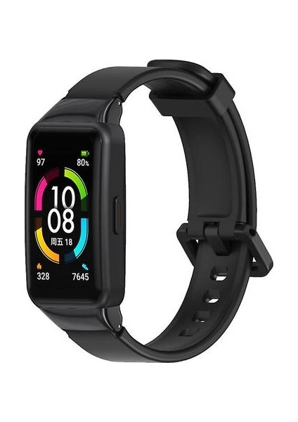 Huawei Band 6 / Honor Band 6 Için Evrensel Nefes Alabilen Silikon Yedek Kayış Kordonlu Saat (Yurt Dışından)