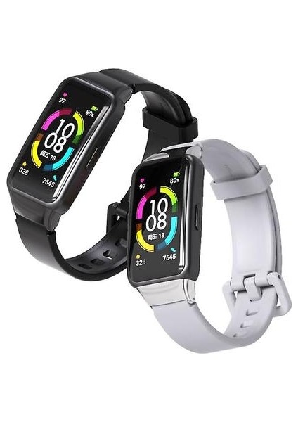 Huawei Band 6 / Honor Band 6 Için Evrensel Nefes Alabilen Silikon Yedek Kayış Kordonlu Saat (Yurt Dışından)