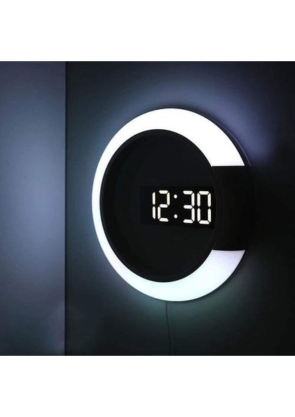 LED Duvar Saati, Yaratıcı Uzaktan Kumanda, Dijital Saat, Içi Boş Ayna, Sıcaklık Alarmı, 7 Renk Değiştirme, Ev Ofis Için Gece Lambası (Yurt Dışından)