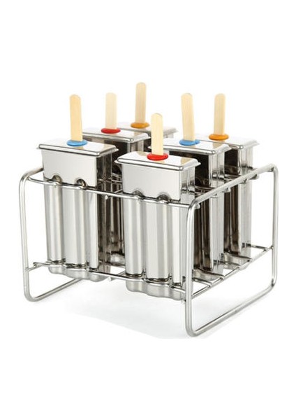 6pcs/raflı Paslanmaz Çelik Dondurma Kalıp, Yuvarlak/kare/seçim Için Karışık, Kolay Serbest Bırakma, Yaz Için Uygun (Yurt Dışından)