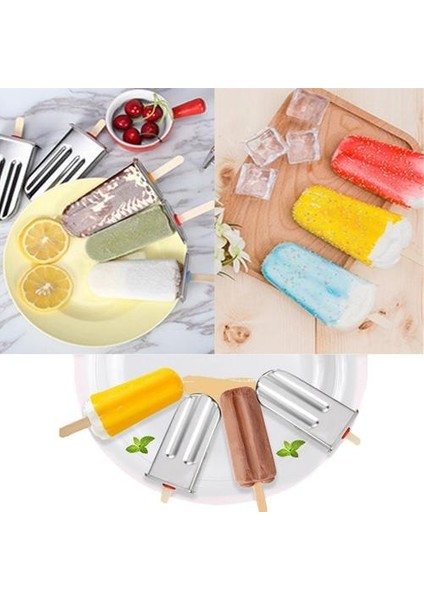 6pcs/raflı Paslanmaz Çelik Dondurma Kalıp, Yuvarlak/kare/seçim Için Karışık, Kolay Serbest Bırakma, Yaz Için Uygun (Yurt Dışından)