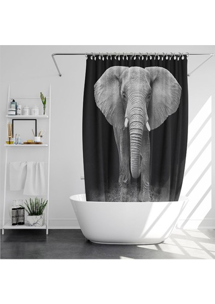 Siyah Backdrop Afrika Fil Leopar Aslan Desen Duş Perdesi Seti Vahşi Hayvan Baskı Banyo Ev Dekor Erkek Hediye Perdeleri | Duş Perdeleri (Yurt Dışından)