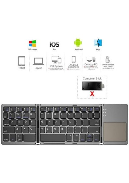 Qwert Mini Katlanır Dokunmatik Fare Klavye Kablosuz Bluetooth Klavye Dizüstü Bilgisayarlar Için Touchpad ile Tablet Pc IPad Android Ios Cep Telefonları | Klavye (Yurt Dışından)