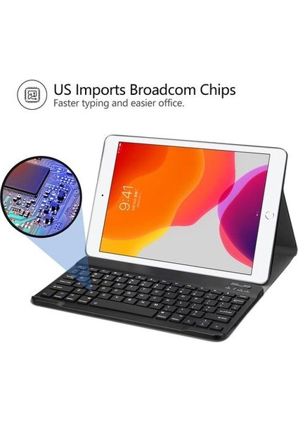 Qwert iPad 10.2 2019 Kablosuz Bt3.0 Klavye Kılıfı iPad Koruyucu Kılıf Klavye (Blackï¼black) (Yurt Dışından) fiyatları