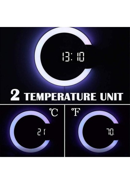 LED Duvar Saati, Yaratıcı Uzaktan Kumanda, Dijital Saat, Içi Boş Ayna, Sıcaklık Alarmı, 7 Renk Değiştirme, Ev Ofis Için Gece Lambası (Yurt Dışından) fırsatları
