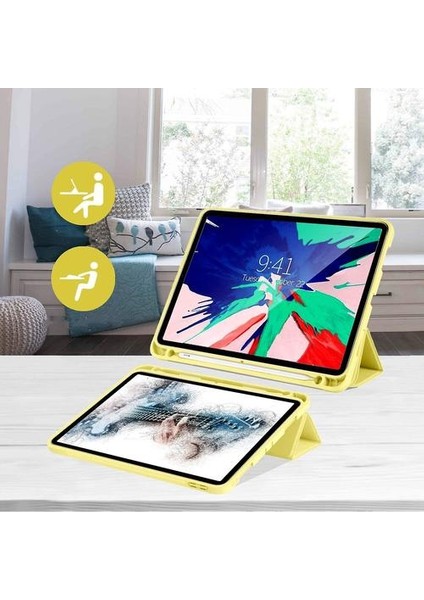 Ipad Pro 11 Inç Koruyucu Kapak Için, Güçlü Manyetik Kıvrımlar Kapağı (Sarı) (Yurt Dışından)