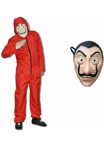 Salvador Dali La Casa Kostüm Para Soygun Tulum+ Facepiece Cosplay (S 160-170CM) (Yurt Dışından)