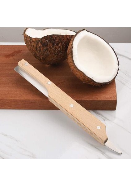 Hindistan Cevizi Açacağı Aracı Ahşap Saplı Paslanmaz Çelik Bıçak Açacağı Çift Uçlu Hindistan Cevizi Kesici Mutfak Gadget Araçları (Yurt Dışından) fırsatları
