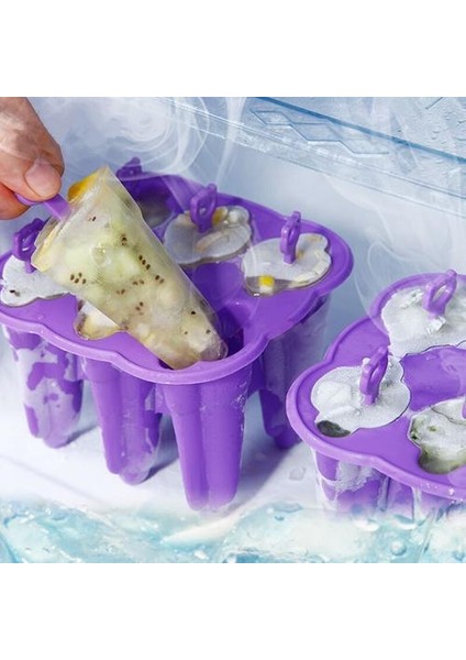 1 Pc 6 Boşluk Gıda Sınıfı Silikon Dondurma Kalıp, Dıy Popsicle, Çevre Dostu, Temizlenmesi Kolay, Yüksek ve Düşük Sıcaklıklara Dirençli (Yurt Dışından)