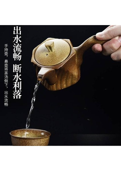 Kung Fu Çay Seti Taş Tenceresi, Yan Sap Çaydanlık Antika Seramik, Ev Ofisi Çaydanlık Tek Pot (Yurt Dışından)