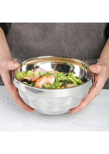Paslanmaz Çelik Kalınlaştırılmış Elmas Kase, Anti-Gana Büyük Kapasiteli Restoran Mutfak Ev Pirinç Anında Erişte Meyve Salata Kasesi (Yurt Dışından) fiyatları