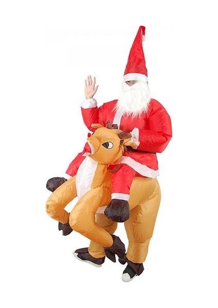 Xmas Şişme Elk Kostümü Noel Santa Cosplay Ren Geyer Rider Yetişkin Için (Yurt Dışından)