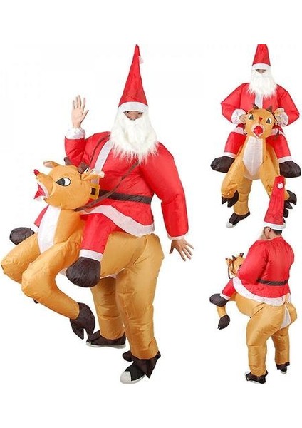 Xmas Şişme Elk Kostümü Noel Santa Cosplay Ren Geyer Rider Yetişkin Için (Yurt Dışından) fiyatları