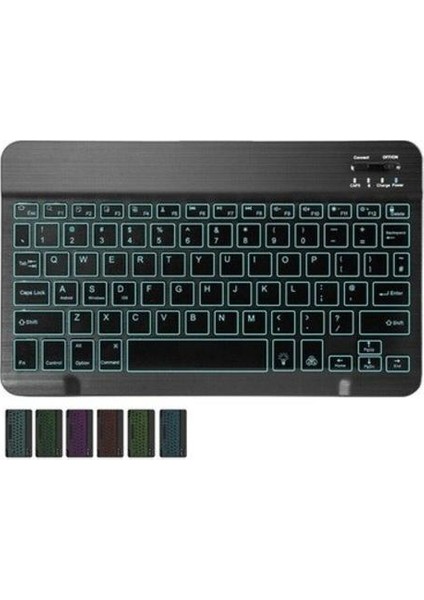 Qwert Bluetooth Kablosuz Klavye Rgb Işık 10 Inç Klavye Lenovo Apple iPad Için Mini Şarj Edilebilir Klavye Mobil Bilgisayar | Klavye (Siyah) (Yurt Dışından)