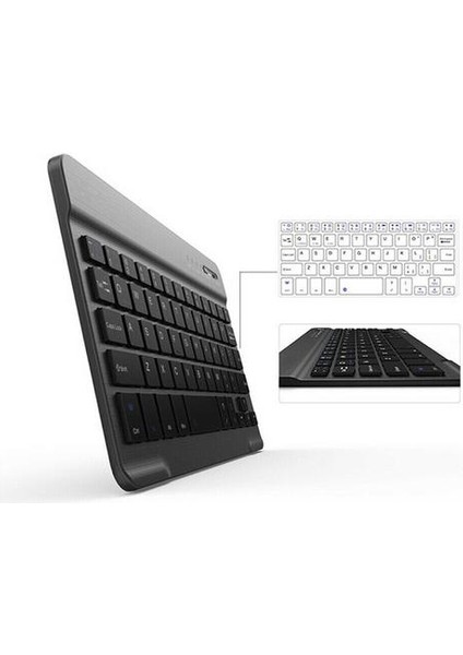 Qwert Bluetooth Kablosuz Klavye Rgb Işık 10 Inç Klavye Lenovo Apple iPad Için Mini Şarj Edilebilir Klavye Mobil Bilgisayar | Klavye (Siyah) (Yurt Dışından)