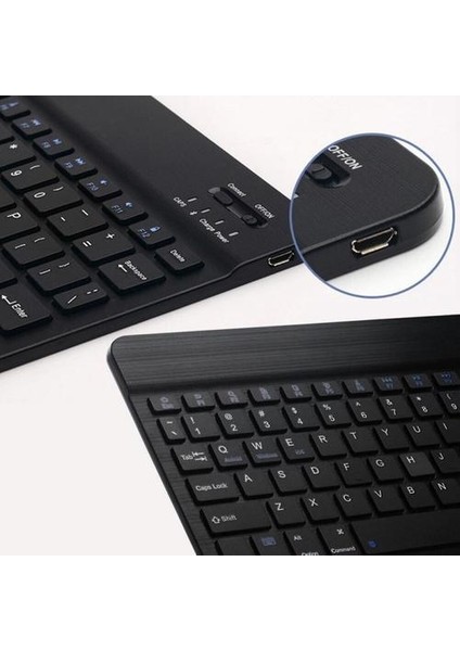 Qwert Bluetooth Kablosuz Klavye Rgb Işık 10 Inç Klavye Lenovo Apple iPad Için Mini Şarj Edilebilir Klavye Mobil Bilgisayar | Klavye (Siyah) (Yurt Dışından)