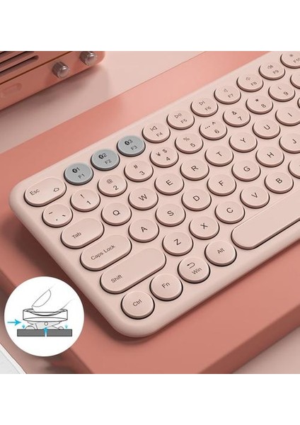 Qwert Kablosuz Sessiz Mini Oyun Klavye Mouse Combo Yuvarlak Düğme Sihirli Klavye Mouse Kit iPad iPhone Telefon Için Hp Dizüstü Pc Gamer | Klavye (Pembe) (Yurt Dışından) fırsatları