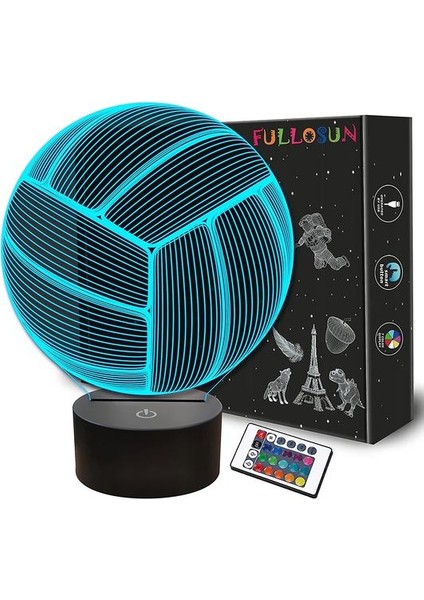 Voleybol 3D Gece Lambası, Uzaktan Kumandalı Çocuklar Için Spor Mood Illusion Lambası 16 Renk Değiştirme, Yaratıcı Doğum Günü Plaj Voleybolu Antrenörü Lover Gi (Yurt Dışından)