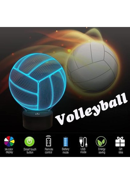 Voleybol 3D Gece Lambası, Uzaktan Kumandalı Çocuklar Için Spor Mood Illusion Lambası 16 Renk Değiştirme, Yaratıcı Doğum Günü Plaj Voleybolu Antrenörü Lover Gi (Yurt Dışından) fırsatları