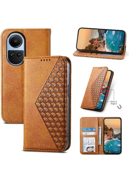 Oppo Oppo 10 5g Günlük Kullanım Için Flip Case Eşkenar Dörtgen Şekli Cüzdan Standı El (Yurt Dışından)