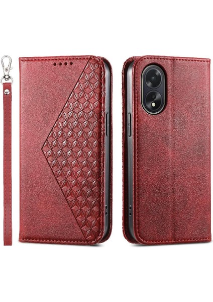 Oppo A38 4g Günlük Kullanım Için Flip Case Cüzdan Eşkenar Dörtgen Şekli Standı El Kayışı (Yurt Dışından)