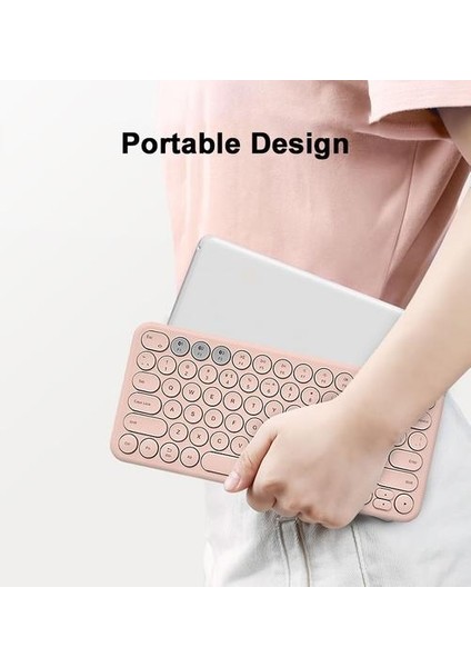 Qwert Kablosuz Sessiz Mini Oyun Klavye Mouse Combo Yuvarlak Düğme Sihirli Klavye Mouse Kit iPad iPhone Telefon Için Hp Dizüstü Pc Gamer | Klavye (Pembe) (Yurt Dışından) indirimleri