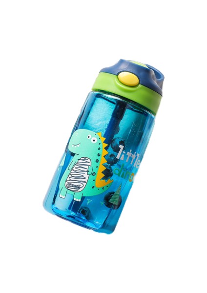 480ML Çocuk Su Kupası Saman ve Karikatür Desenli Desen Anti-Fall Duck-Duck Bullet Kapak Plastik Su Kupası (Yurt Dışından)