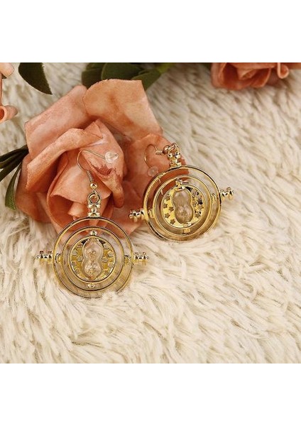 Yeni Dönen Zaman Döndürücü Döndürme Kum Saati Dangle Küpe Kolye Moda (Yurt Dışından)